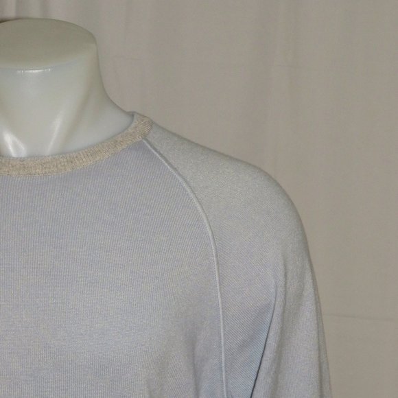 Loro Piana Light Blue Cashmere Silk Knit Crewneck Pullover Sweater IT 54 US 44